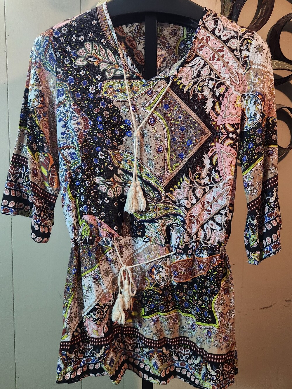 PARADISE Adorable Print Mini Dress with Bell Sleeves